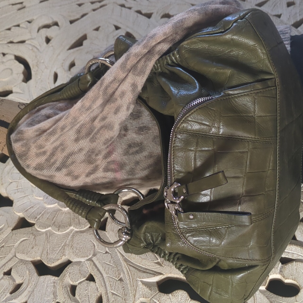b. makowsky Leather Grean Shoulder Hobo Bag
